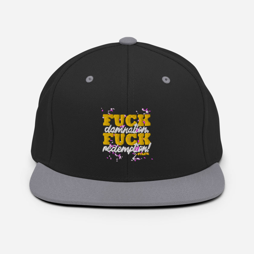 Fuck damnation, fuck redemption! -Tyler Durden, Fight Club Snapback Hat - Image 7