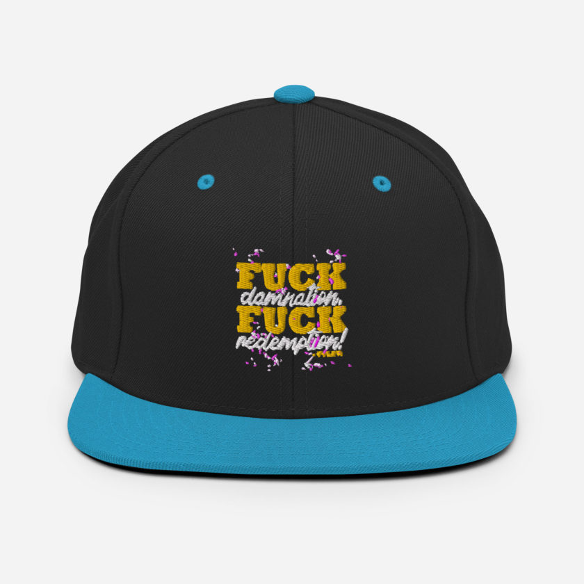 Fuck damnation, fuck redemption! -Tyler Durden, Fight Club Snapback Hat - Image 6