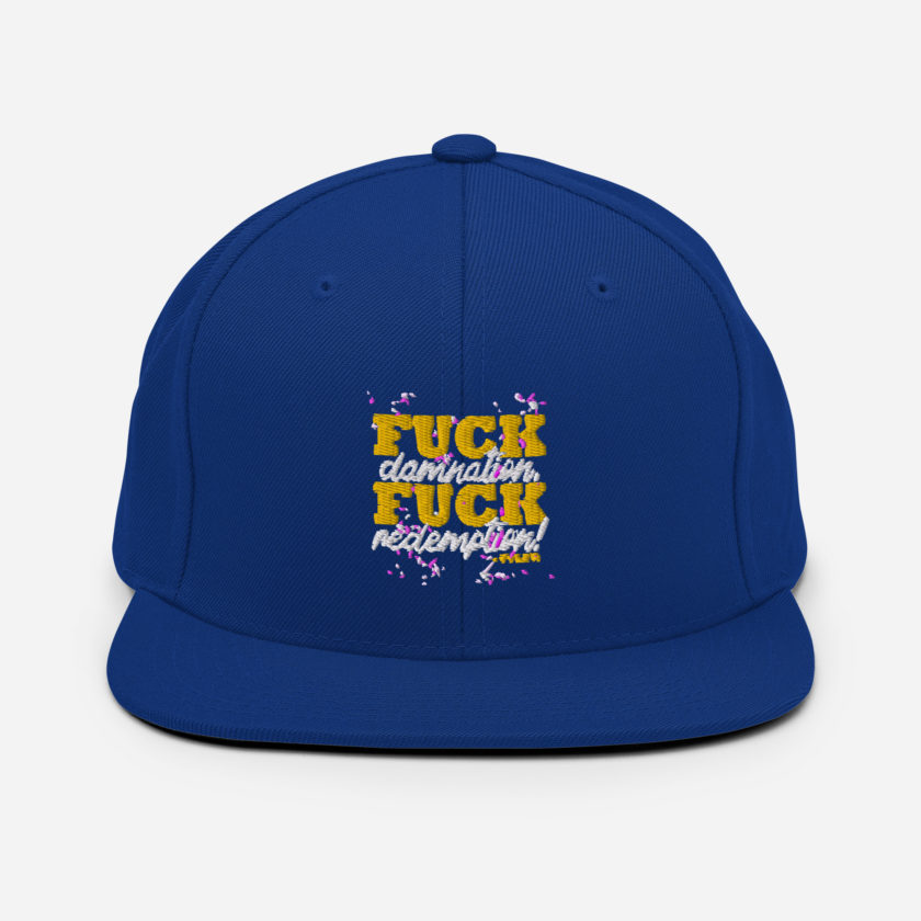 Fuck damnation, fuck redemption! -Tyler Durden, Fight Club Snapback Hat - Image 9