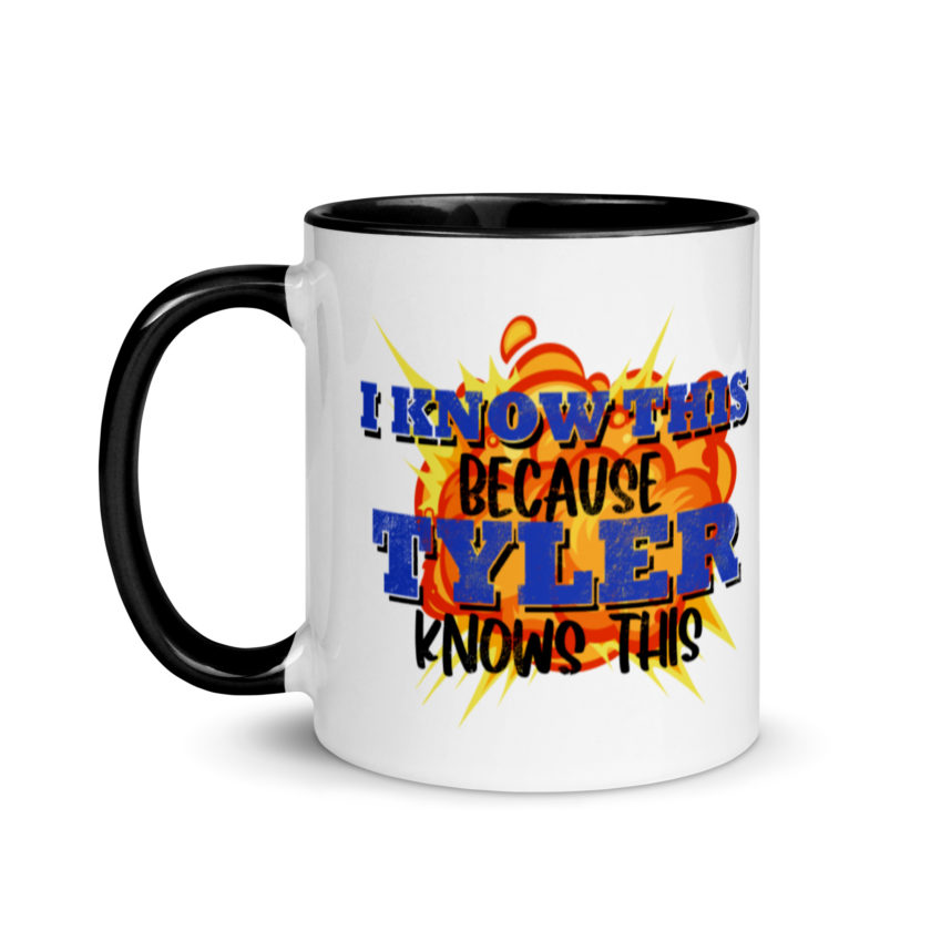 I know this because Tyler knows this. Fight Club Mug with Color Inside - Image 4