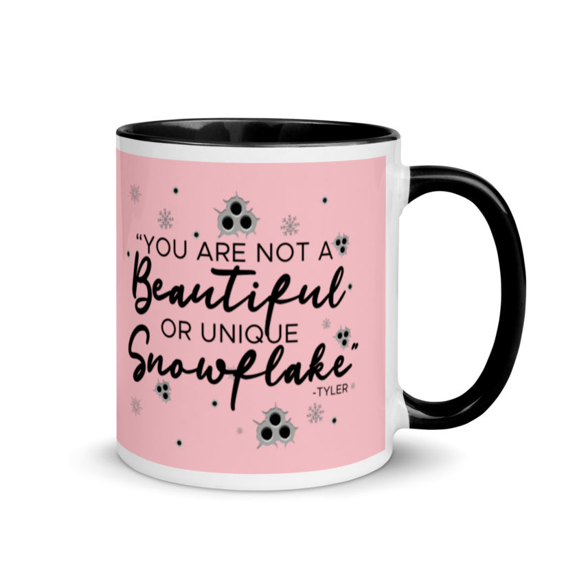You are not a beautiful or unique snowflake -Tyler Durden, Fight Club Mug with Color Inside - Image 2