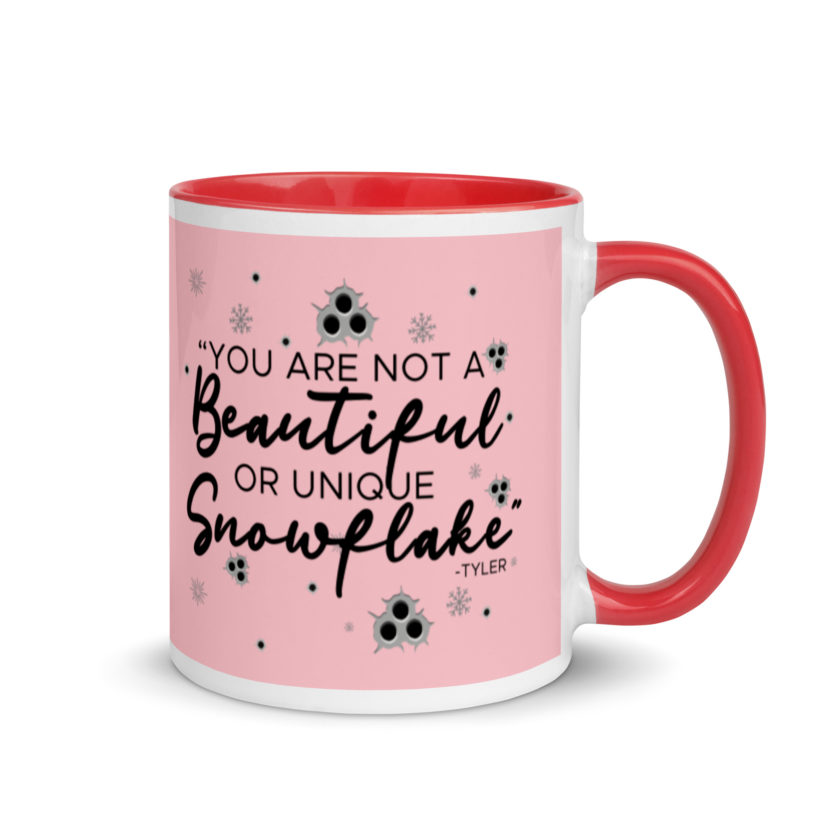 You are not a beautiful or unique snowflake -Tyler Durden, Fight Club Mug with Color Inside - Image 5