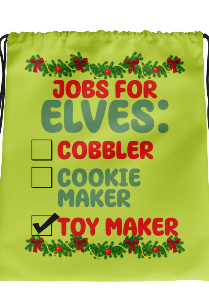 Jobs for elves: cobbler, cookie maker, toy maker - Elf Drawstring bag