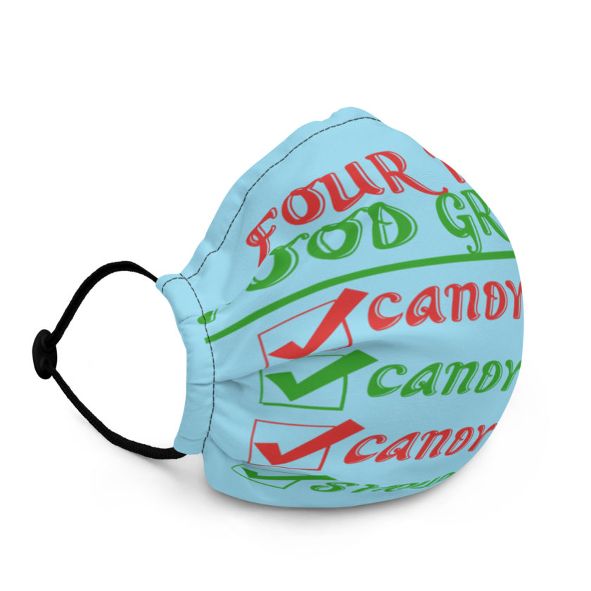 Four main food groups: candy, candy canes, candy corn, syrup -Elf Premium face mask - Image 2
