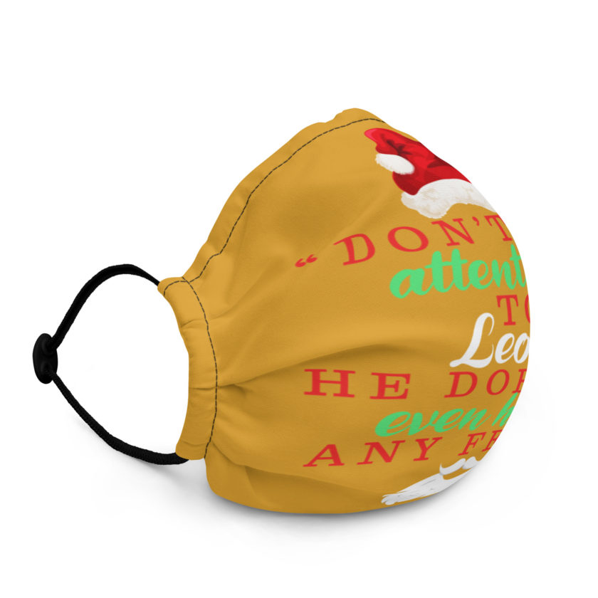 Don't pay attention to Leon. He doesn't even have any feet! -Santa Claus, Elf Premium face mask - Image 2