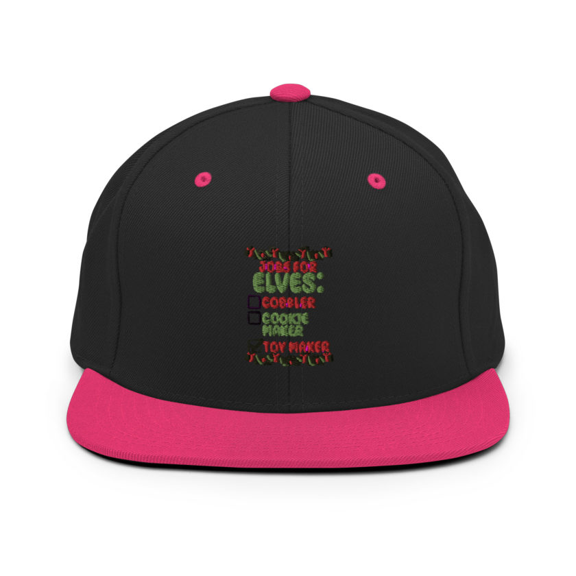 Jobs for elves: cobbler, cookie maker, toy maker - Elf Snapback Hat - Image 5
