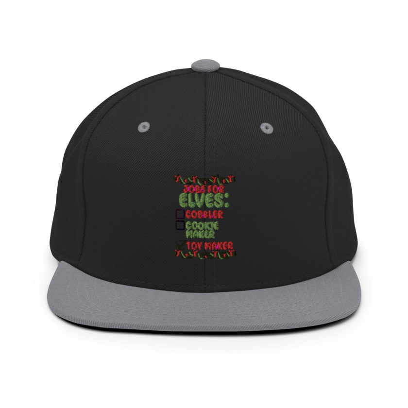 Jobs for elves: cobbler, cookie maker, toy maker - Elf Snapback Hat - Image 7
