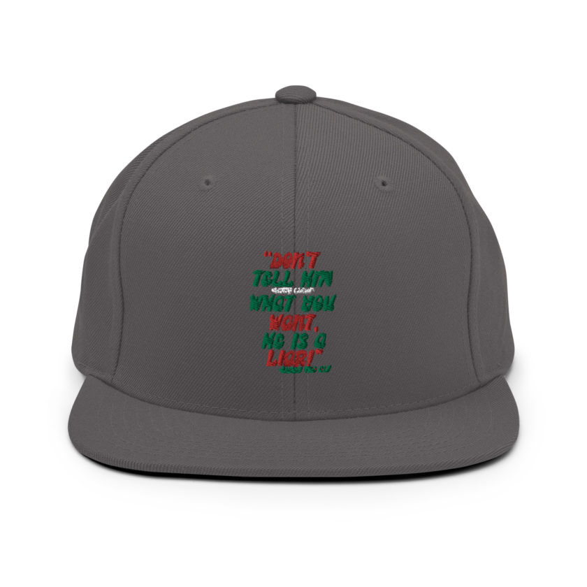 Don't tell him  what you want, he is a liar! -Buddy the Elf, Elf Snapback Hat - Image 14