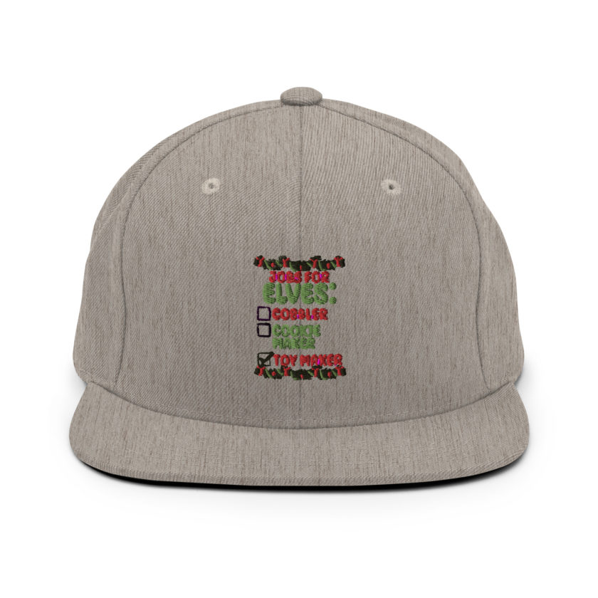 Jobs for elves: cobbler, cookie maker, toy maker - Elf Snapback Hat - Image 20