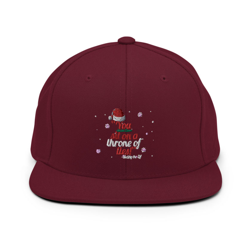 You  sit on a throne of lies! -Buddy the Elf, Elf Snapback Hat - Image 7