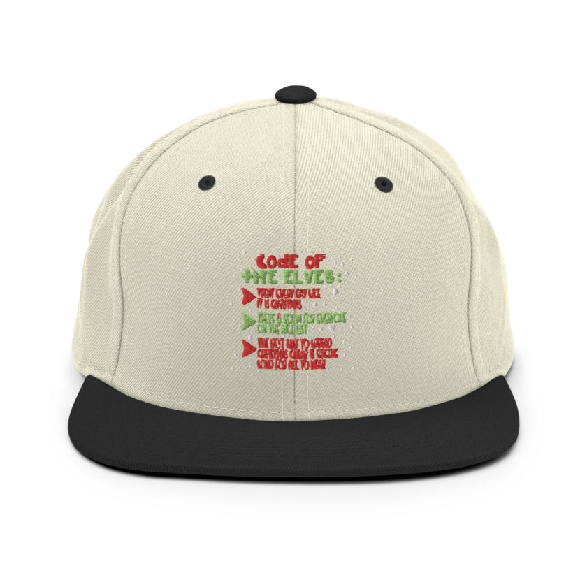 Code of the Elves: treat every day like it is Christmas, There is room for everyone on the nice list, the best way to spread Christmas cheer is singing loud for all to hear - Elf Snapback Hat - Image 20