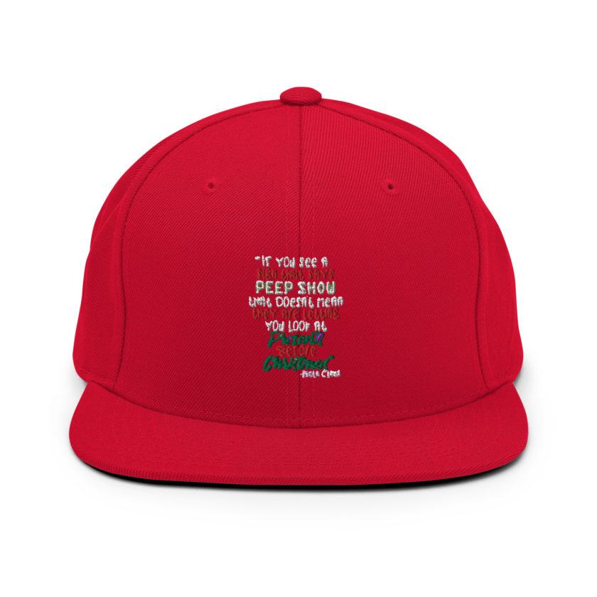 If you see a sign that says "Peep Show", that doesn't meant they are letting you look at presents before Christmas - Santa Claus, Elf Snapback Hat - Image 12