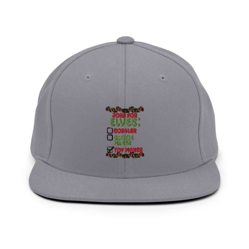 Jobs for elves: cobbler, cookie maker, toy maker - Elf Snapback Hat - Image 16