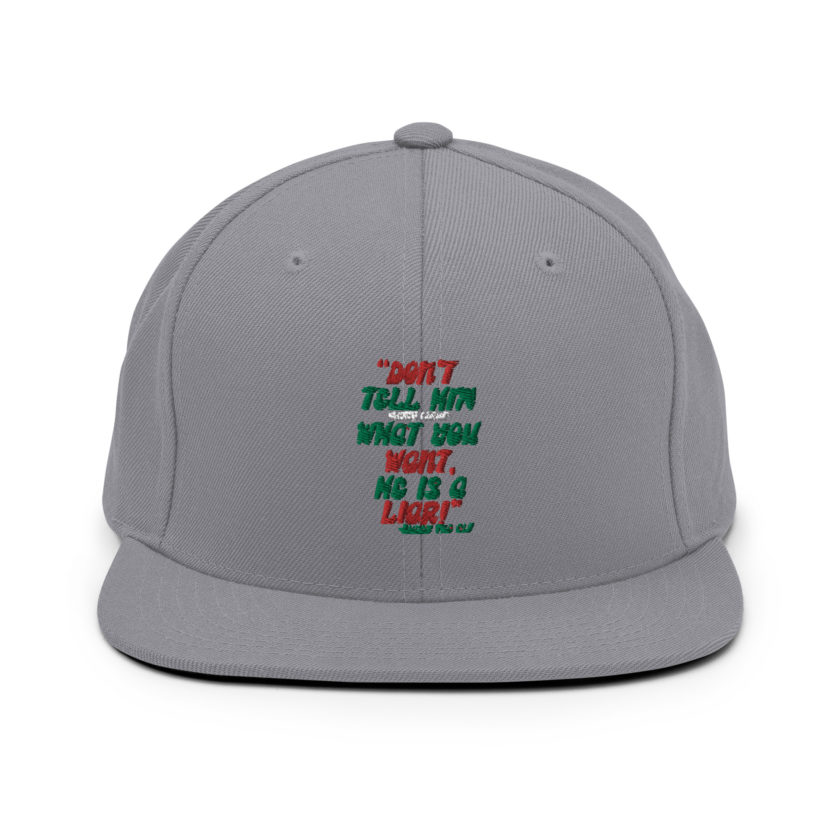 Don't tell him  what you want, he is a liar! -Buddy the Elf, Elf Snapback Hat - Image 15