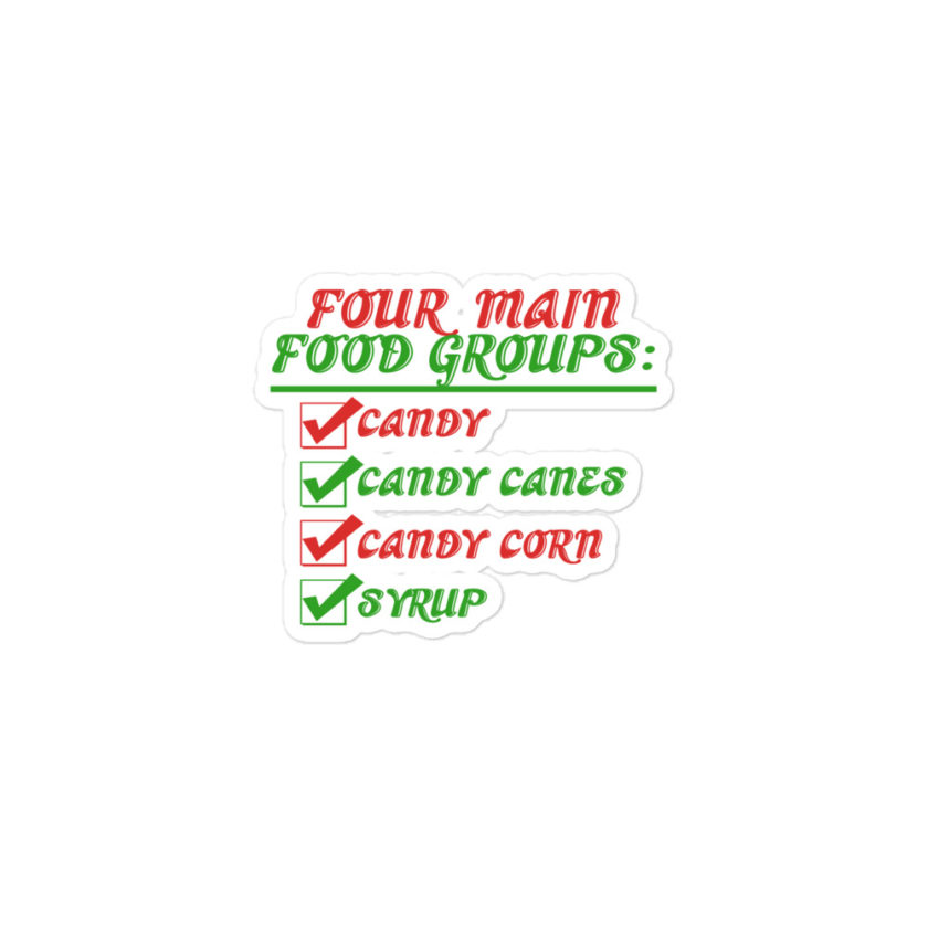 Four main food groups: candy, candy canes, candy corn, syrup -Elf Bubble-free stickers - Image 2