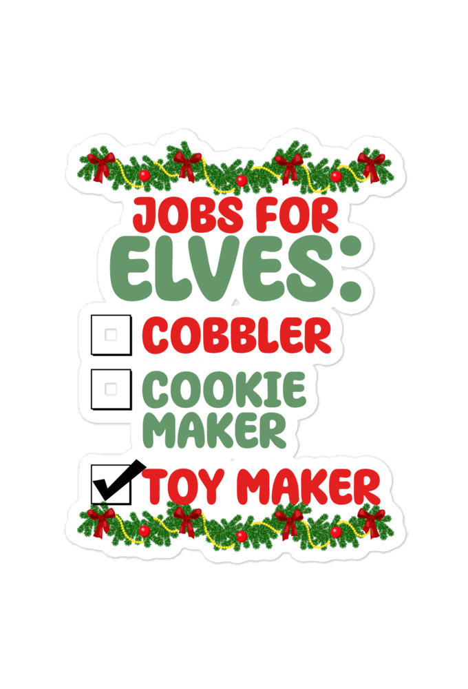 Jobs for elves: cobbler, cookie maker, toy maker - Elf Bubble-free stickers