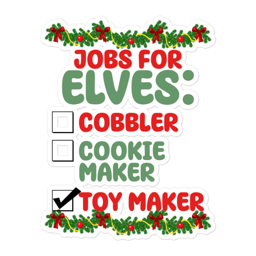 Jobs for elves: cobbler, cookie maker, toy maker - Elf Bubble-free stickers - Image 3