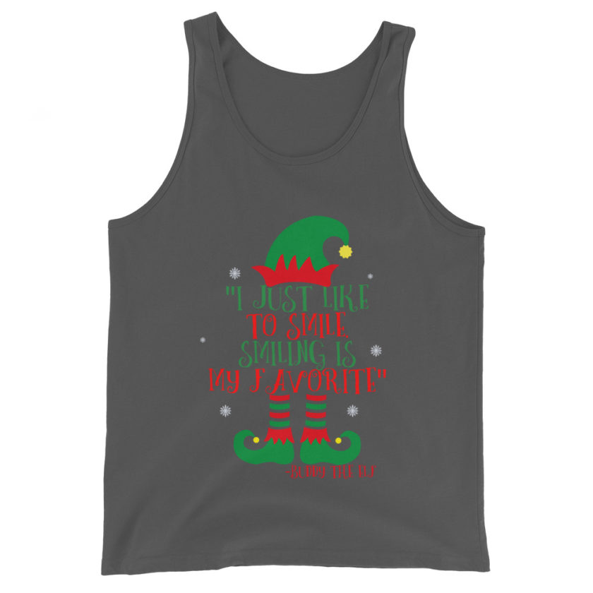 I just like to smile. Smiling is my favorite -Buddy the Elf, Elf Unisex Tank Top - Image 6