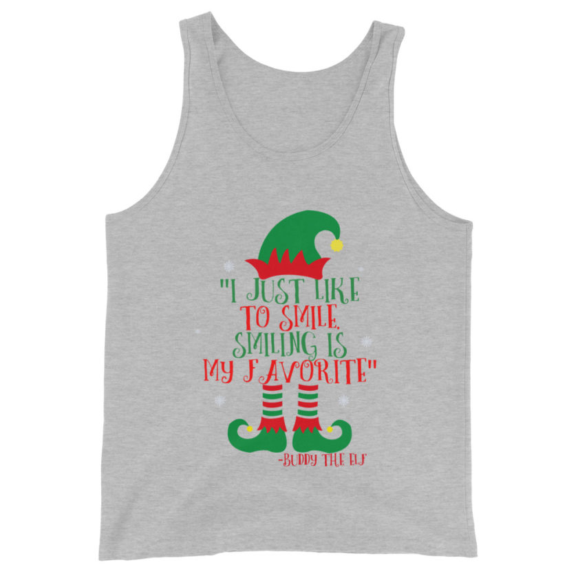 I just like to smile. Smiling is my favorite -Buddy the Elf, Elf Unisex Tank Top - Image 7