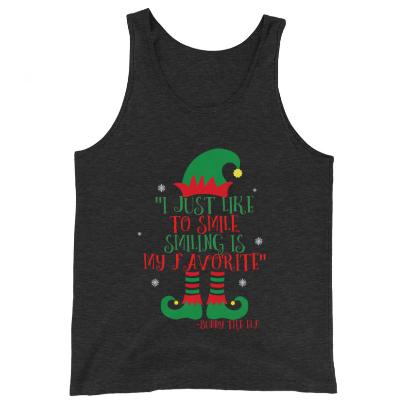 I just like to smile. Smiling is my favorite -Buddy the Elf, Elf Unisex Tank Top - Image 4