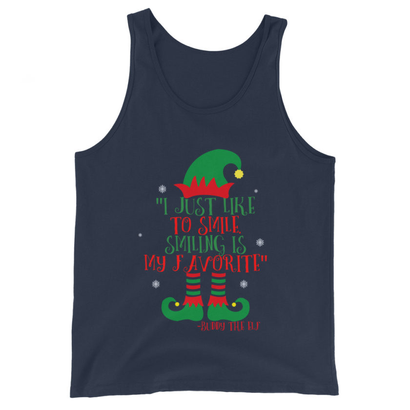 I just like to smile. Smiling is my favorite -Buddy the Elf, Elf Unisex Tank Top - Image 3