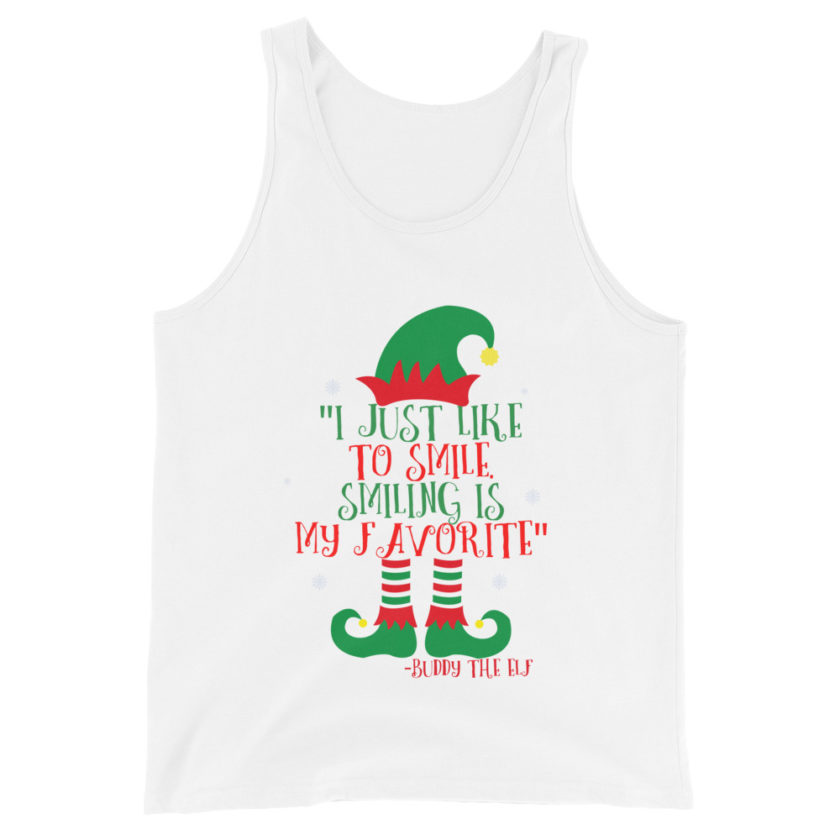 I just like to smile. Smiling is my favorite -Buddy the Elf, Elf Unisex Tank Top - Image 8