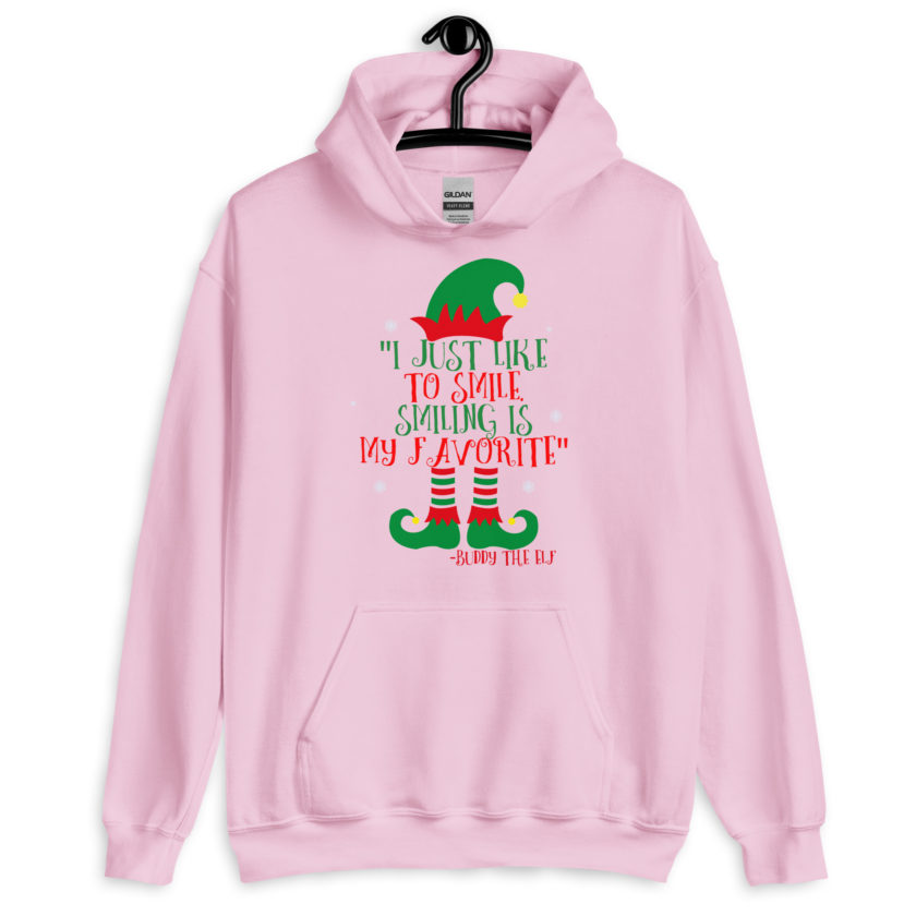 I just like to smile. Smiling is my favorite -Buddy the Elf, Elf Unisex Hoodie