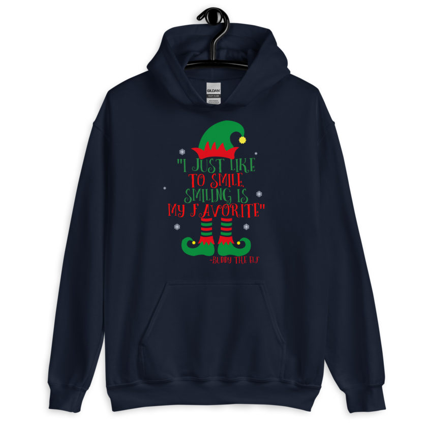 I just like to smile. Smiling is my favorite -Buddy the Elf, Elf Unisex Hoodie - Image 3