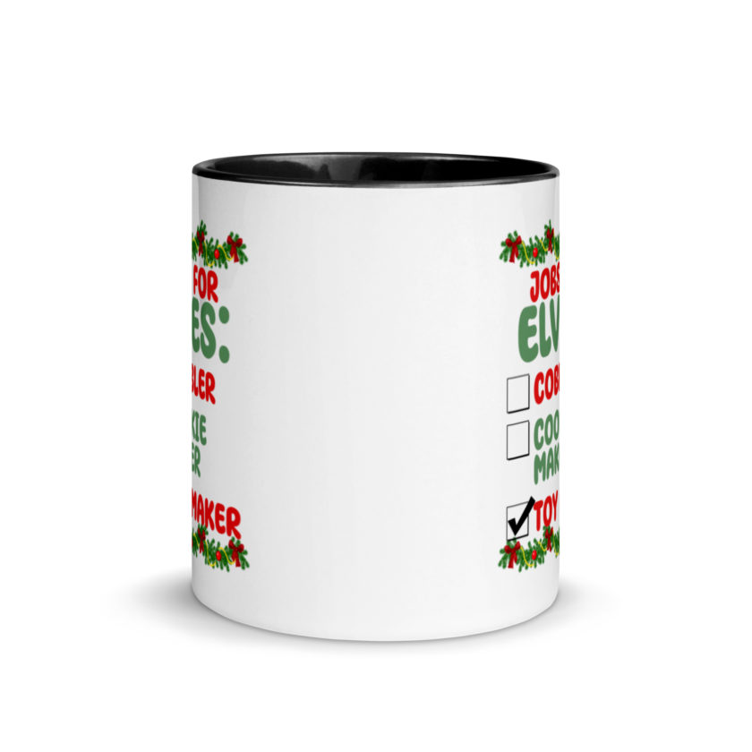 Jobs for elves: cobbler, cookie maker, toy maker - Elf Mug with Color Inside - Image 3