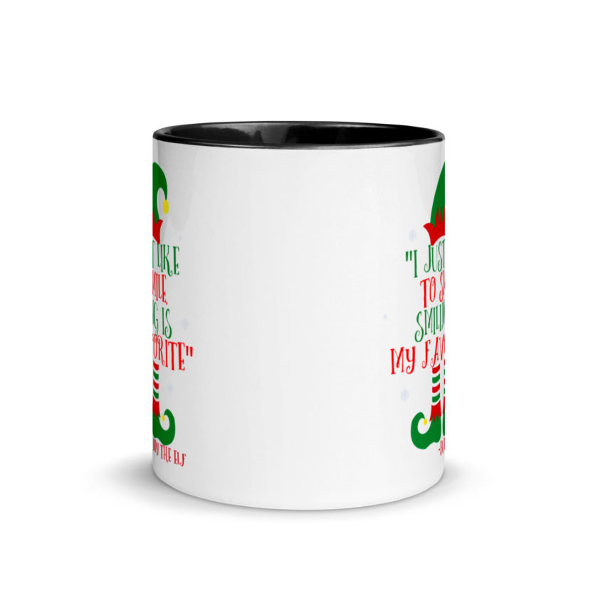 I just like to smile. Smiling is my favorite -Buddy the Elf, Elf Mug with Color Inside - Image 3