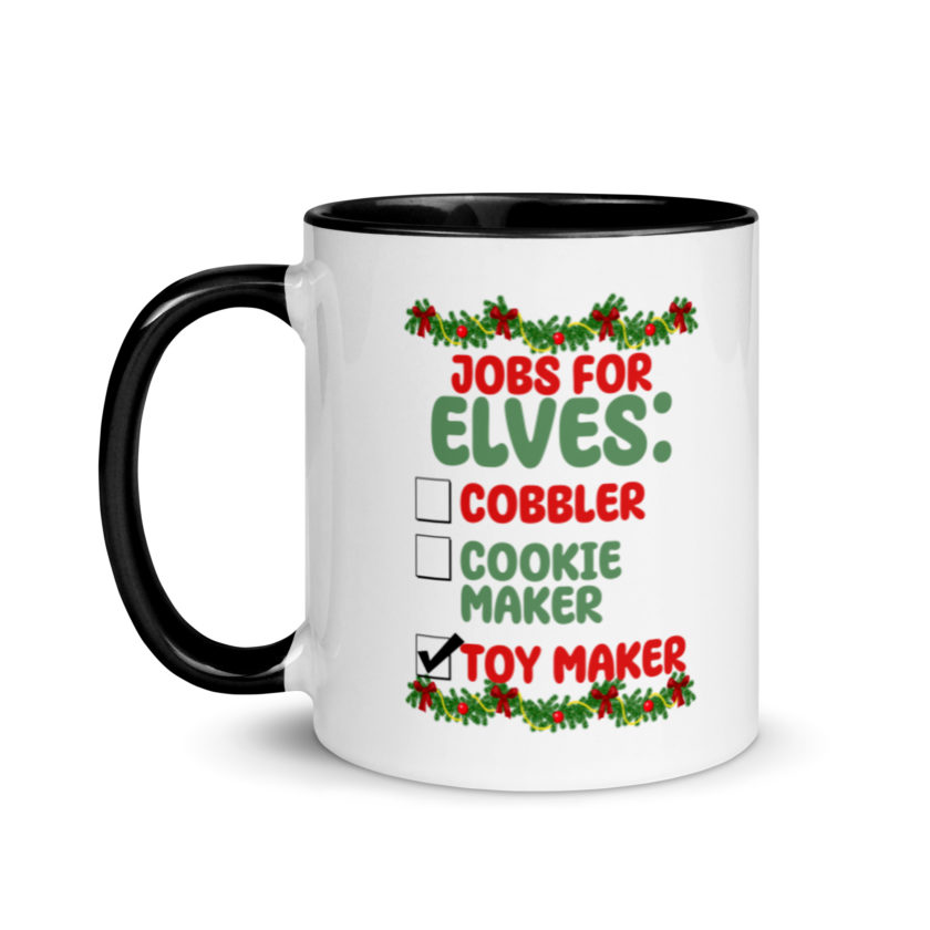 Jobs for elves: cobbler, cookie maker, toy maker - Elf Mug with Color Inside - Image 4
