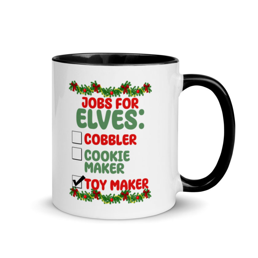 Jobs for elves: cobbler, cookie maker, toy maker - Elf Mug with Color Inside - Image 2