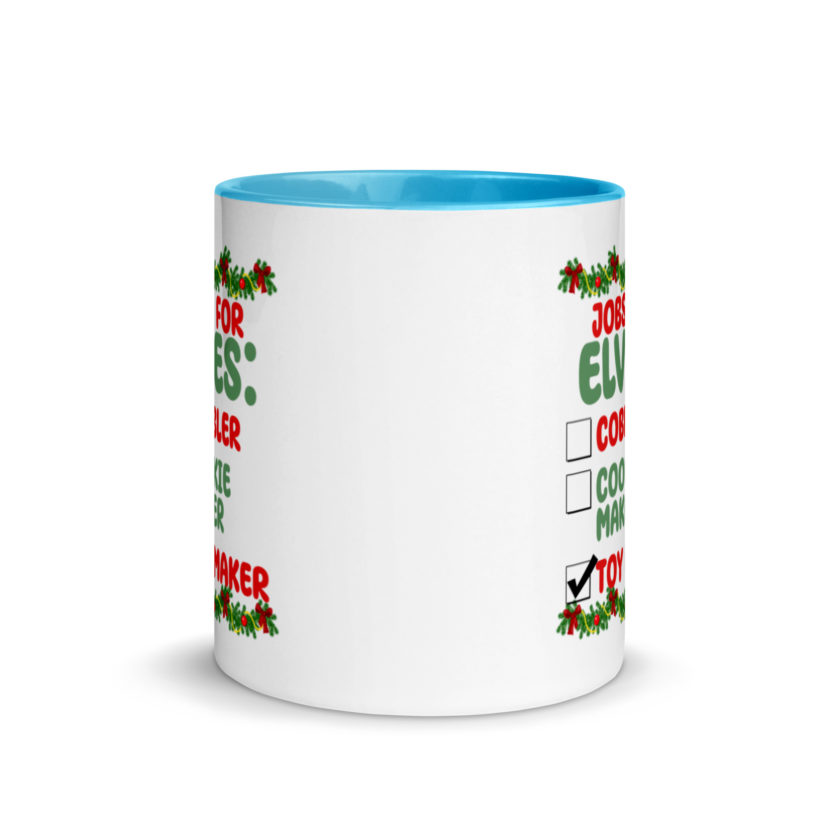 Jobs for elves: cobbler, cookie maker, toy maker - Elf Mug with Color Inside - Image 11