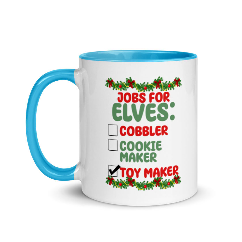 Jobs for elves: cobbler, cookie maker, toy maker - Elf Mug with Color Inside - Image 12