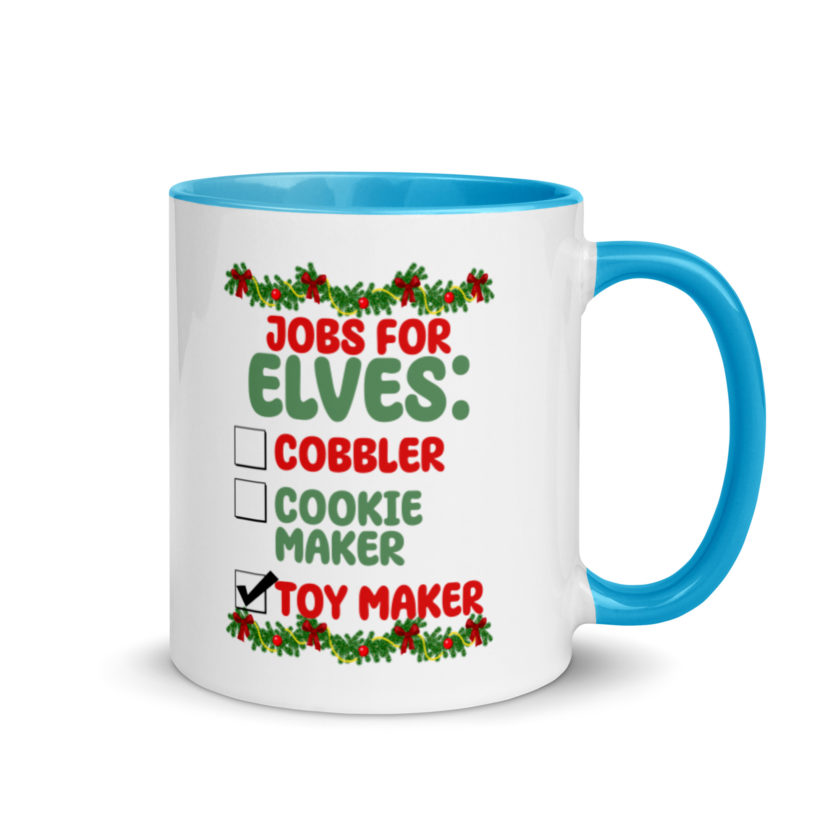Jobs for elves: cobbler, cookie maker, toy maker - Elf Mug with Color Inside - Image 10