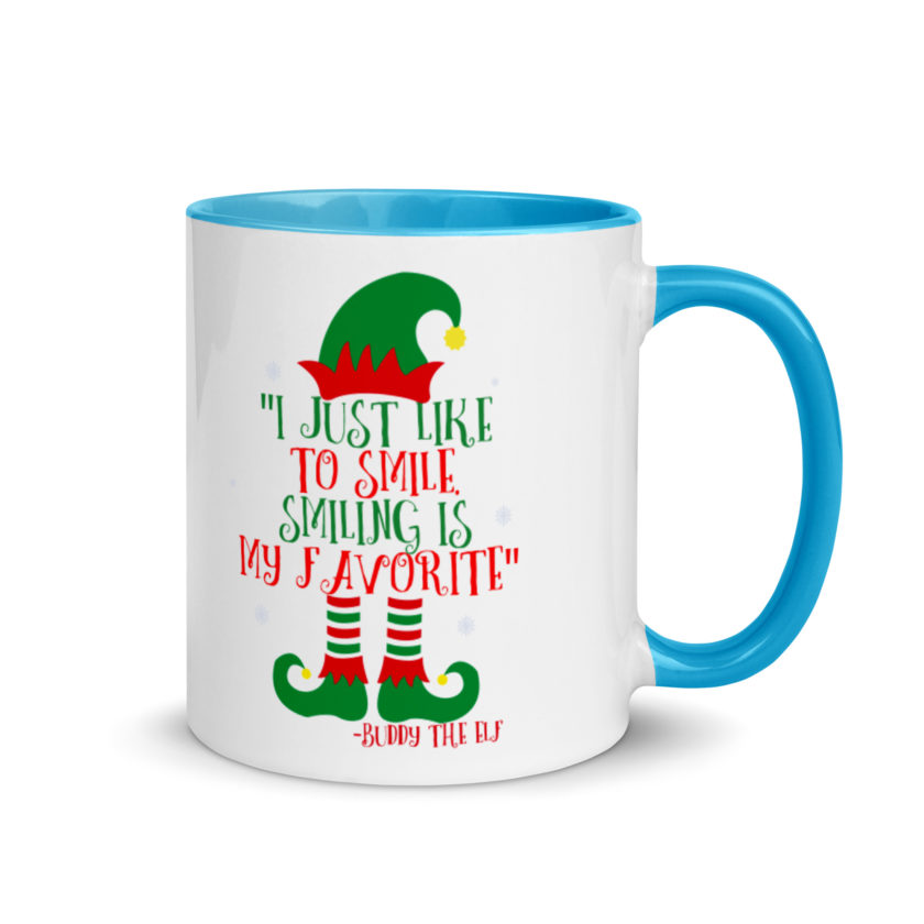 I just like to smile. Smiling is my favorite -Buddy the Elf, Elf Mug with Color Inside - Image 10