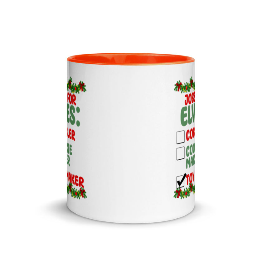 Jobs for elves: cobbler, cookie maker, toy maker - Elf Mug with Color Inside - Image 8