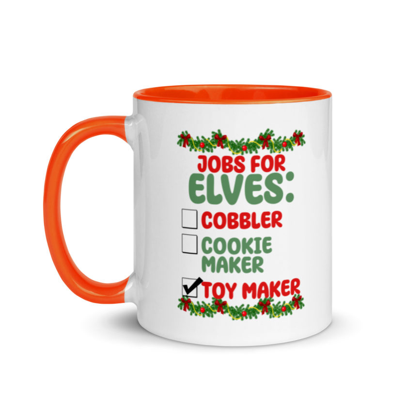 Jobs for elves: cobbler, cookie maker, toy maker - Elf Mug with Color Inside - Image 9