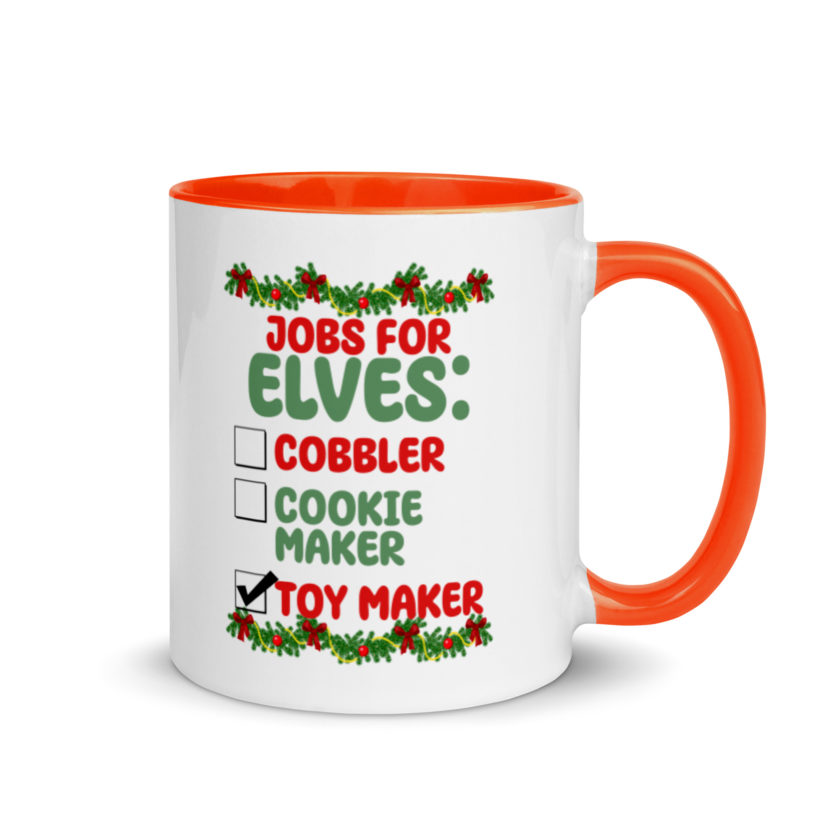 Jobs for elves: cobbler, cookie maker, toy maker - Elf Mug with Color Inside - Image 7
