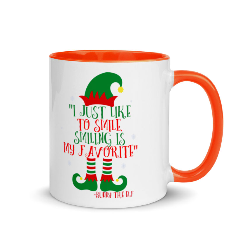 I just like to smile. Smiling is my favorite -Buddy the Elf, Elf Mug with Color Inside - Image 7