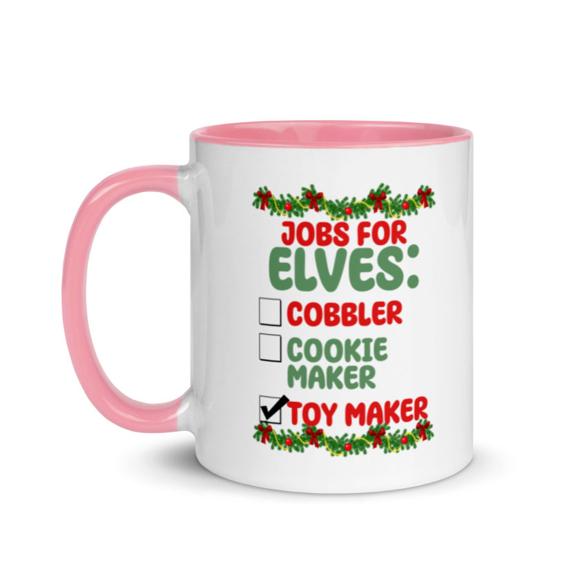 Jobs for elves: cobbler, cookie maker, toy maker - Elf Mug with Color Inside - Image 15