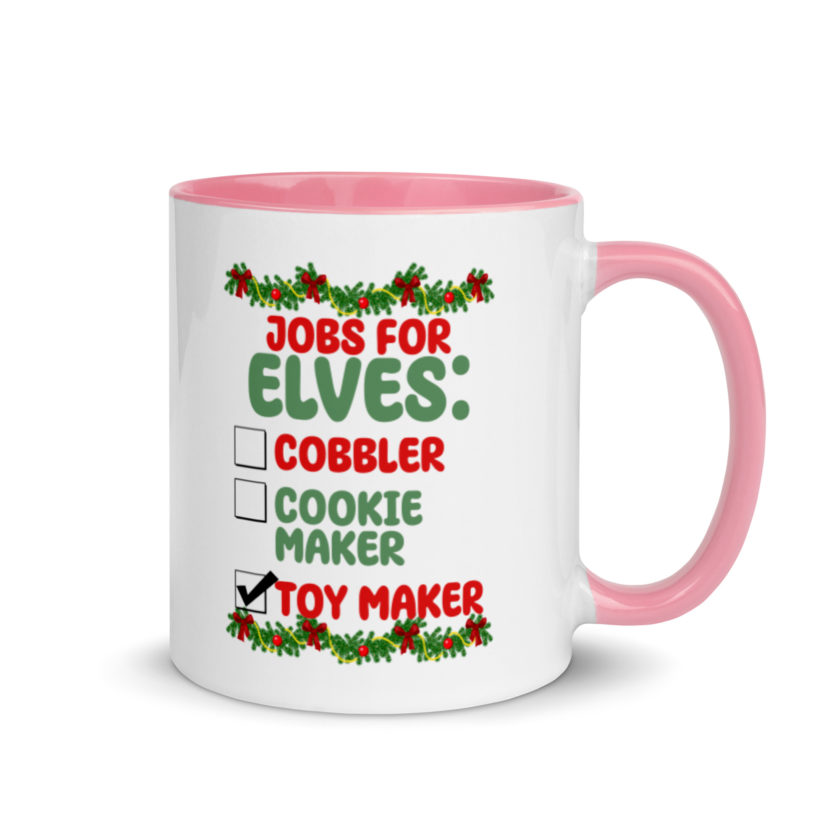 Jobs for elves: cobbler, cookie maker, toy maker - Elf Mug with Color Inside - Image 13