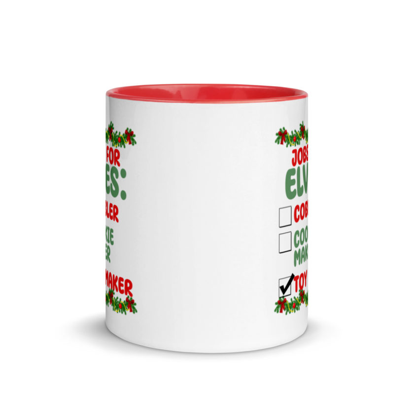 Jobs for elves: cobbler, cookie maker, toy maker - Elf Mug with Color Inside - Image 6
