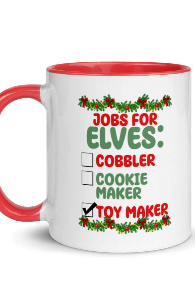 Jobs for elves: cobbler, cookie maker, toy maker - Elf Mug with Color Inside