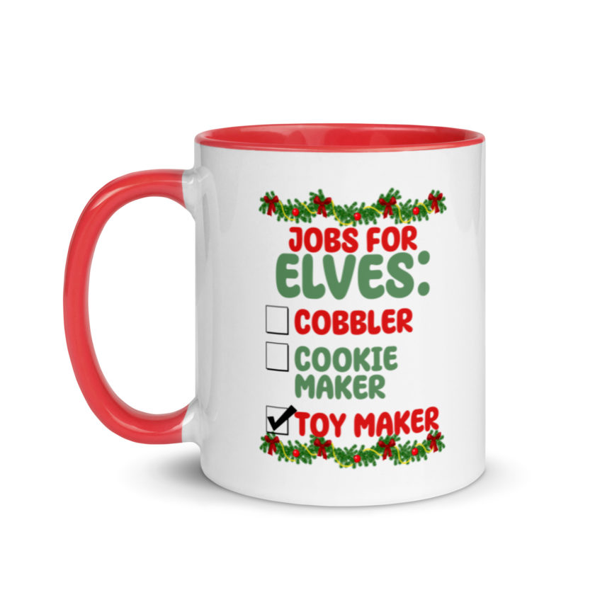 Jobs for elves: cobbler, cookie maker, toy maker - Elf Mug with Color Inside