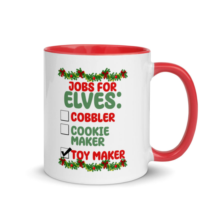 Jobs for elves: cobbler, cookie maker, toy maker - Elf Mug with Color Inside - Image 5