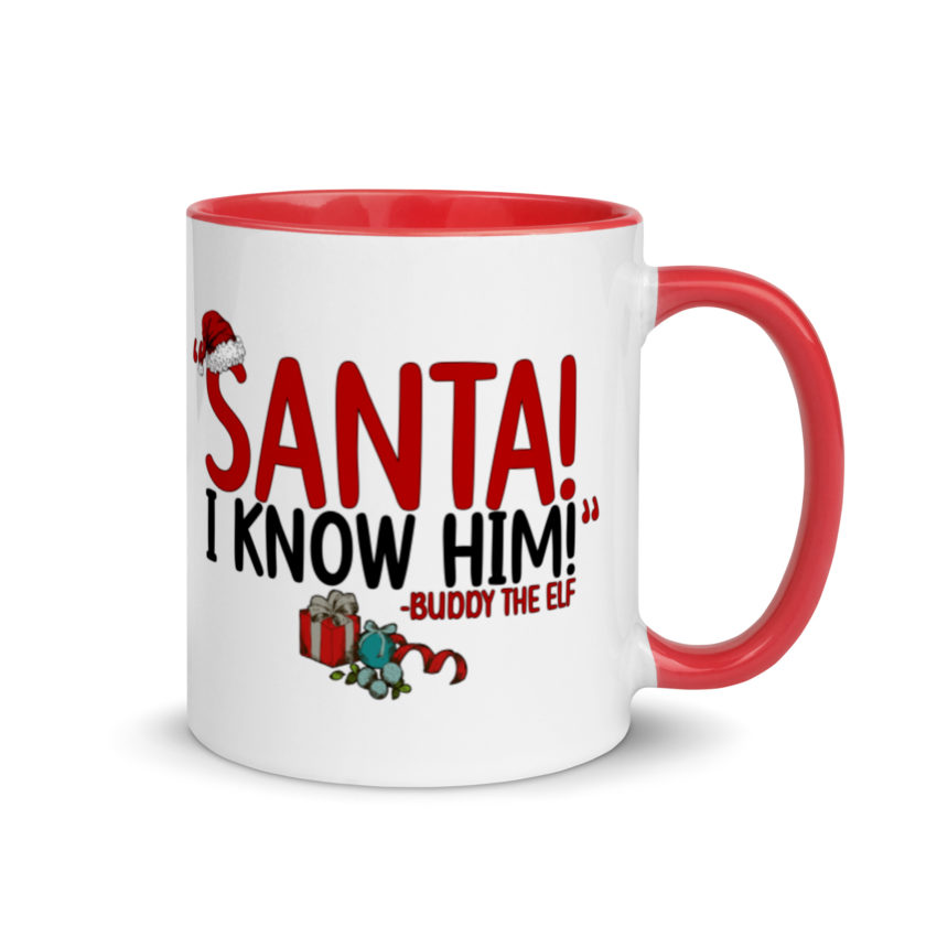 Santa! I know him! -Buddy the Elf, Elf Mug with Color Inside - Image 4