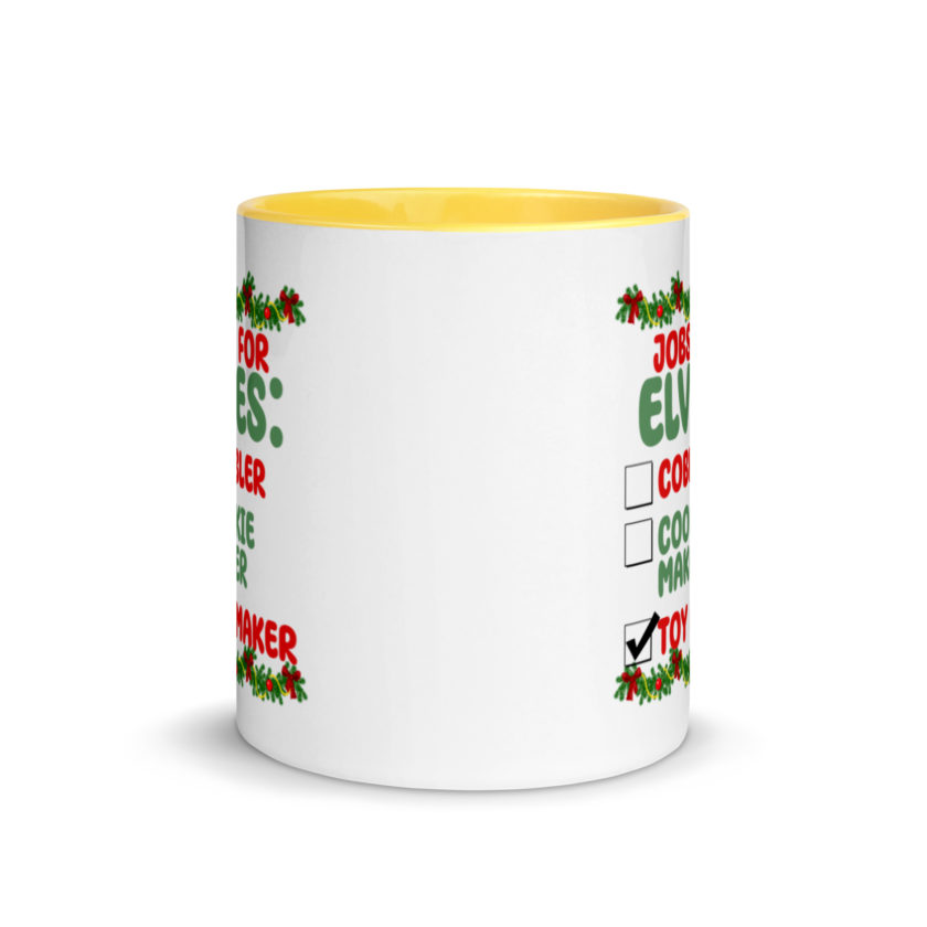 Jobs for elves: cobbler, cookie maker, toy maker - Elf Mug with Color Inside - Image 17