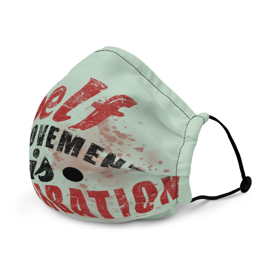 Self improvement is masturbation. -Tyler Durden, Fight Club Premium face mask - Image 3