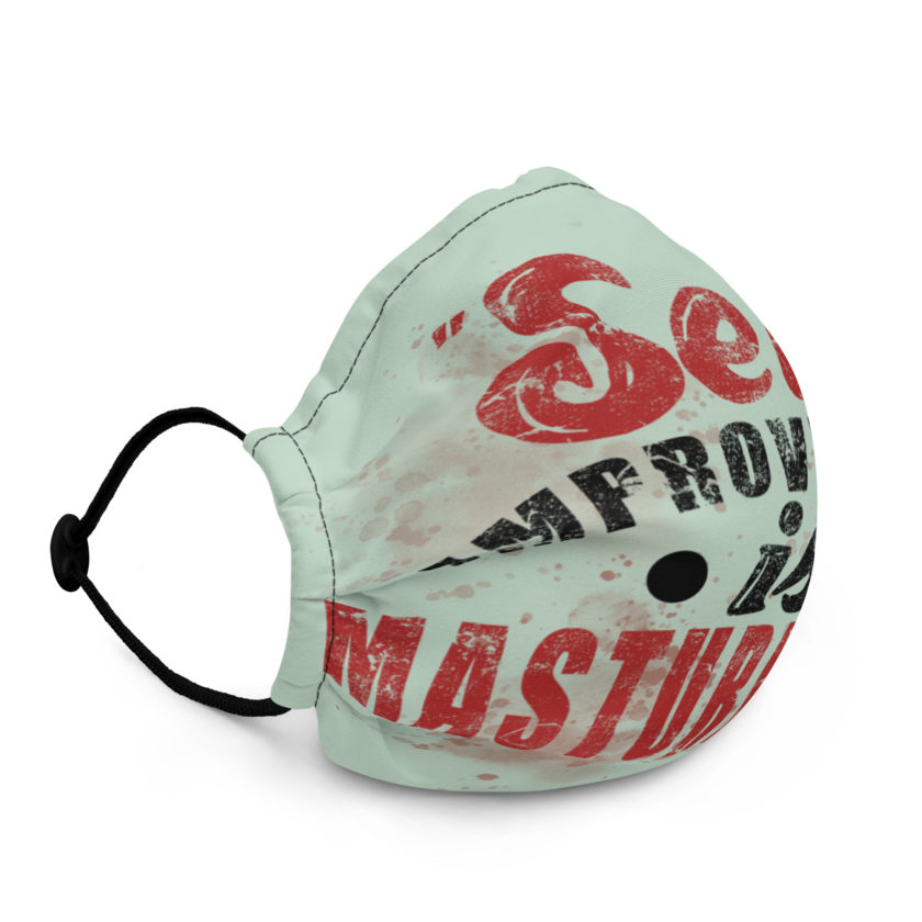 Self improvement is masturbation. -Tyler Durden, Fight Club Premium face mask - Image 2